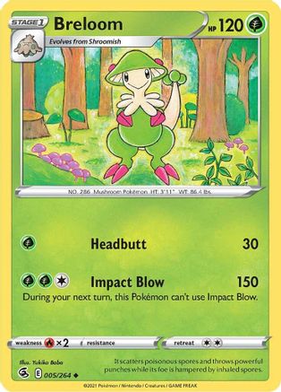 Breloom 005  - Reverse Holofoil SWSH08 Fusion Strike - Uncommon