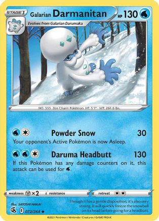 Galarian Darmanitan 072  SWSH08 Fusion Strike - Uncommon