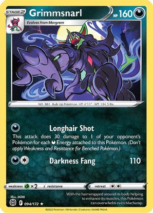 Grimmsnarl 094  - Reverse Holofoil SWSH09 Brilliant Stars - Rare
