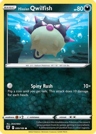 Hisuian Qwilfish (89) (89) 089  - Reverse Holofoil SWSH10 Astral Radiance - Common