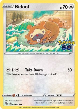 Bidoof 059  - Reverse Holofoil Pokemon GO - Common
