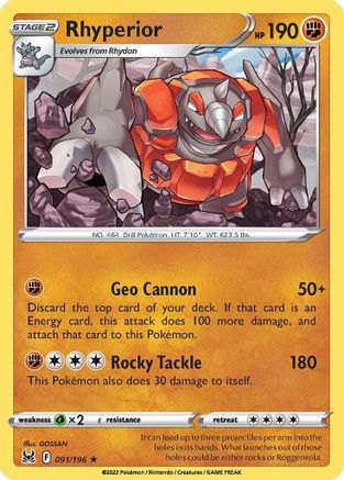 Rhyperior 091  SWSH11 Lost Origin - Rare