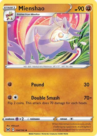 Mienshao 104  - Reverse Holofoil SWSH11 Lost Origin - Uncommon