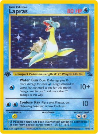 Lapras (10) (10) 010  - 1st Edition Holofoil Fossil - Holo Rare