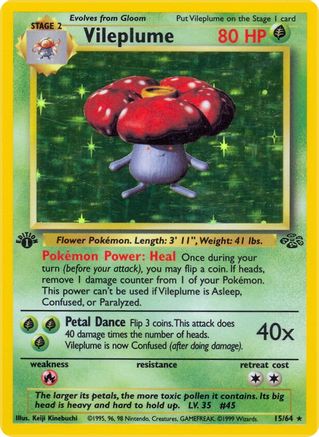 Vileplume (15) (15) 015  - 1st Edition Holofoil Jungle - Holo Rare