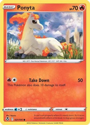 Ponyta 021  - Reverse Holofoil SWSH12 Silver Tempest - Common