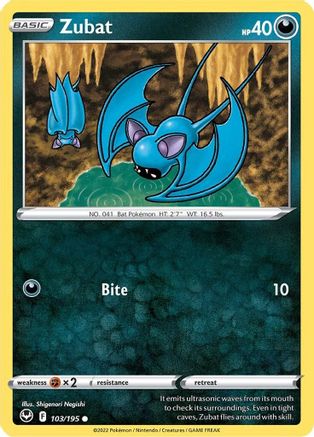 Zubat 103  SWSH12 Silver Tempest - Common