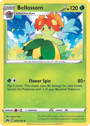Bellossom 003  - Reverse Holofoil SWSH Crown Zenith - Rare