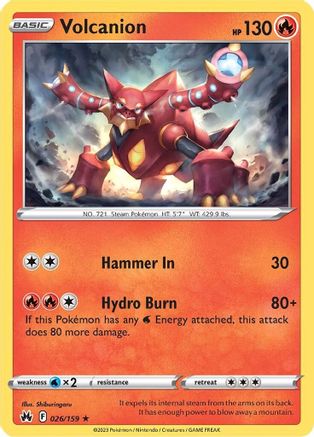 Volcanion 026  - Reverse Holofoil SWSH Crown Zenith - Holo Rare