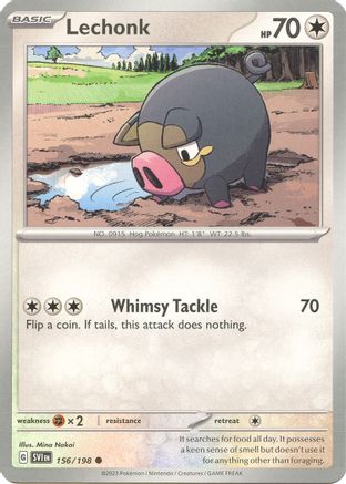Lechonk 156/198  - Reverse Holofoil SV01 Scarlet & Violet Base Set - Common