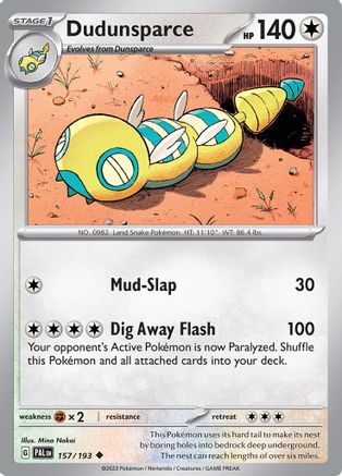 Dudunsparce 157  - Reverse Holofoil SV02 Paldea Evolved - Uncommon