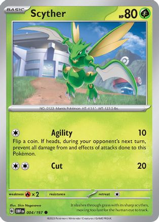 Scyther 004  - Reverse Holofoil SV03 Obsidian Flames - Common