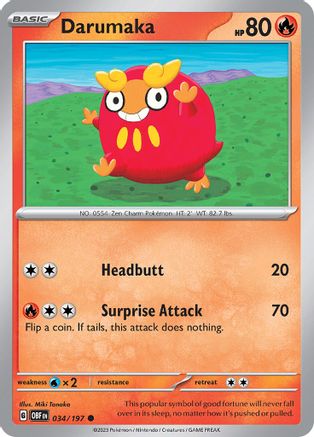Darumaka 034  - Reverse Holofoil SV03 Obsidian Flames - Common