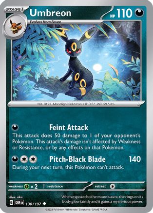 Umbreon 130  SV03 Obsidian Flames - Uncommon