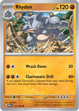 Rhydon 112  SV Scarlet & Violet 151 - Uncommon