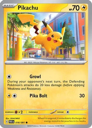 Pikachu 018/091  SV Paldean Fates - Common