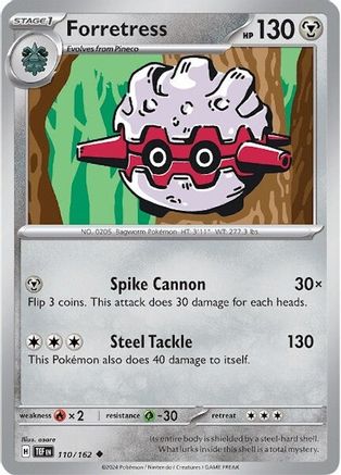 Forretress 110  - Reverse Holofoil SV05 Temporal Forces - Uncommon