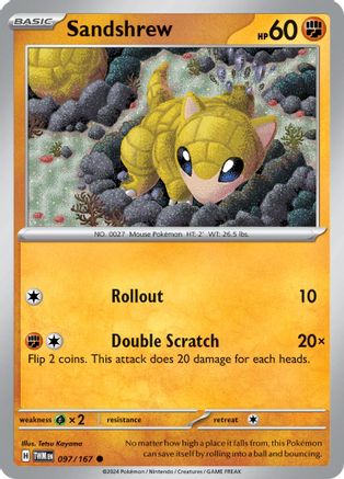 Sandshrew 097  - Reverse Holofoil SV06 Twilight Masquerade - Common