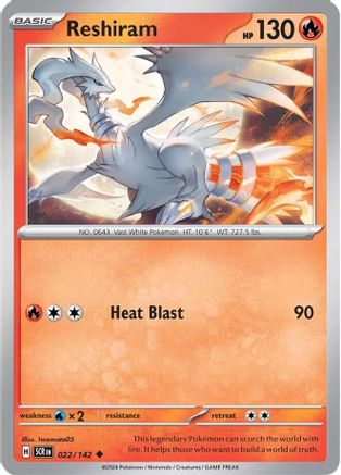Reshiram 022  - Reverse Holofoil SV07 Stellar Crown - Uncommon