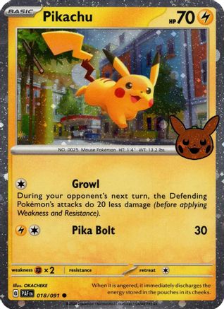 Pikachu (Cosmos Holo) 018/091  - Holofoil Trick or Trade BOOster Bundle 2024 - Holo Rare