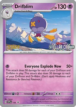 Drifblim (Prerelease) [Staff] 135  - Reverse Holofoil SV Scarlet & Violet Promo Cards - Promo