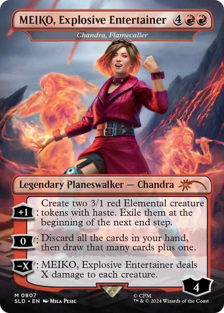 MEIKO, Explosive Entertainer - Chandra, Flamecaller (Rainbow Foil) (Japanese) [Secret Lair Drop Series]