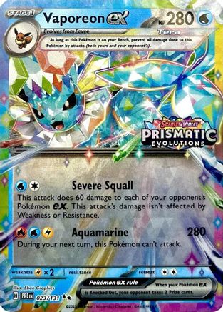 Vaporeon ex (Prismatic Evolutions Stamp) 023/131  - Holofoil Miscellaneous Cards & Products - Promo