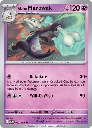Alolan Marowak 057  - Reverse Holofoil SV09 Journey Together - Uncommon