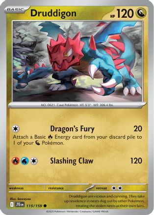 Druddigon 115  - Reverse Holofoil SV09 Journey Together - Common