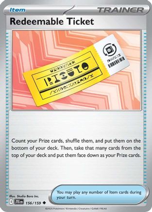 Redeemable Ticket 156  - Reverse Holofoil SV09 Journey Together - Uncommon