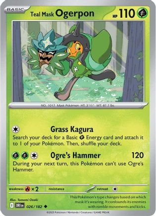 Teal Mask Ogerpon 026  - Reverse Holofoil SV10 Destined Rivals - Uncommon