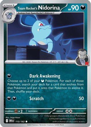 Team Rocket's Nidorina 115  - Reverse Holofoil SV10 Destined Rivals - Common