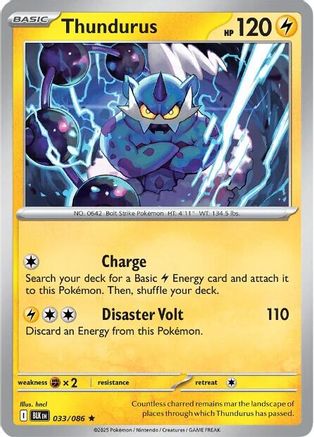 Thundurus 033  - Reverse Holofoil SV Black Bolt - Rare