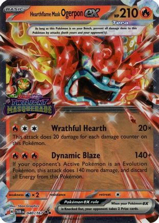 Hearthflame Mask Ogerpon ex (Twilight Masquerade Stamp) 040  - Holofoil Miscellaneous Cards & Products - Double Rare
