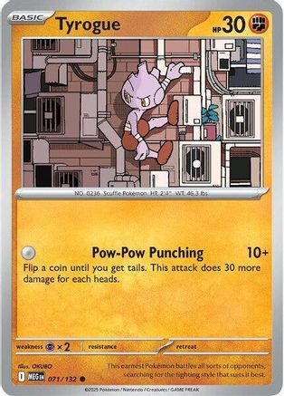 Tyrogue 071  - Reverse Holofoil ME01 Mega Evolution - Common