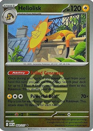 Heliolisk (Quick Ball) 064/217  - Reverse Holofoil ME Ascended Heroes - Uncommon