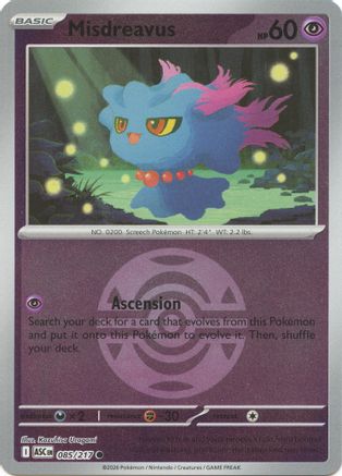 Misdreavus (Dusk Ball) 085/217  - Reverse Holofoil ME Ascended Heroes - Common