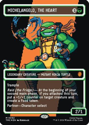 Michelangelo, the Heart (0092) (Borderless) (Surge Foil) [Teenage Mutant Ninja Turtles Commander]