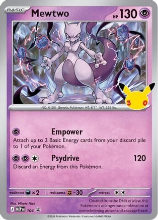 Mewtwo (30th Celebration) 104  - Holofoil ME Mega Evolution Promo - Promo