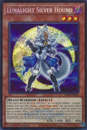 Lunalight Silver Hound (Emblazoned Secret Rare) (26LP-EN012) - Limited Pack World Championship 2026 1st Edition