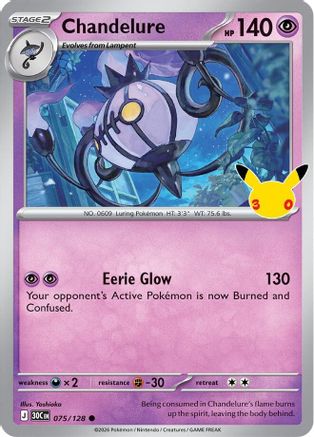 Chandelure 075/128  - Holofoil ME 30th Celebration - Common