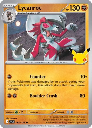 Lycanroc 085/128  - Holofoil ME 30th Celebration - Common