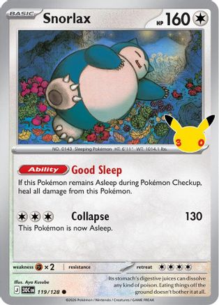 Snorlax 119  - Holofoil ME 30th Celebration - null