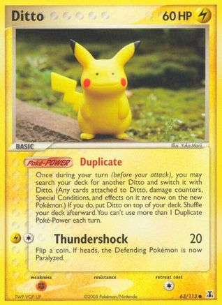 Ditto (Pikachu) 063/113  - Reverse Holofoil Delta Species - Common