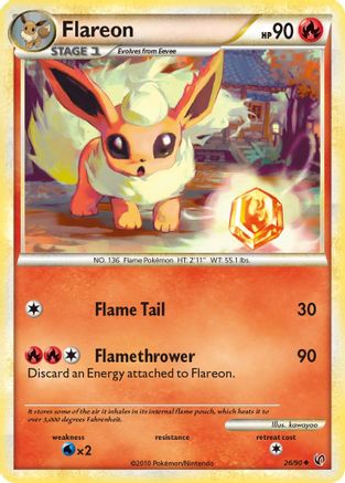 Flareon 026/90  - Reverse Holofoil Undaunted - Uncommon