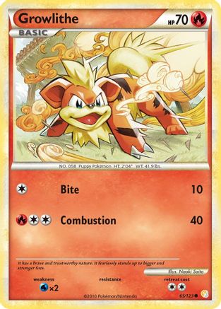 Growlithe 065  - Reverse Holofoil HeartGold SoulSilver - Common