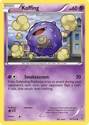 Koffing (57)  - Reverse Holofoil Plasma Storm - Uncommon
