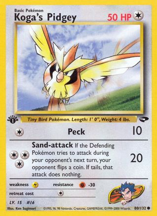 Koga's Pidgey (80) (80) 080  - 1st Edition Gym Challenge - Common