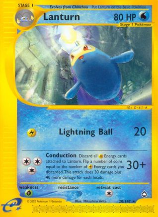 Lanturn (20)  - Reverse Holofoil Aquapolis - Rare
