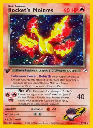 Rocket's Moltres 012  - 1st Edition Holofoil Gym Heroes - Holo Rare